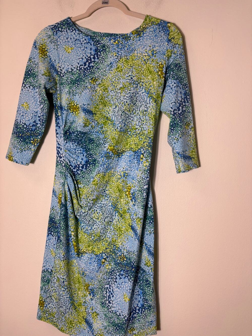 J. McLaughlin Blue and Green Sheeth Dress Sz S